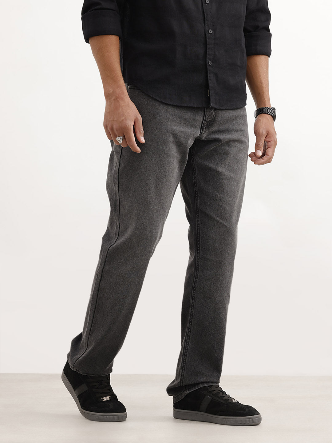 Slim Fit Faded Denim Jeans | Dark Grey