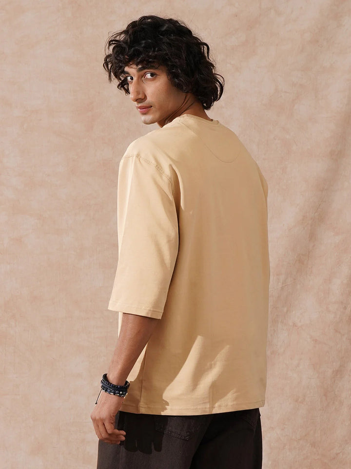 Heavy GSM 3/4th Sleeve T-Shirt | Beige