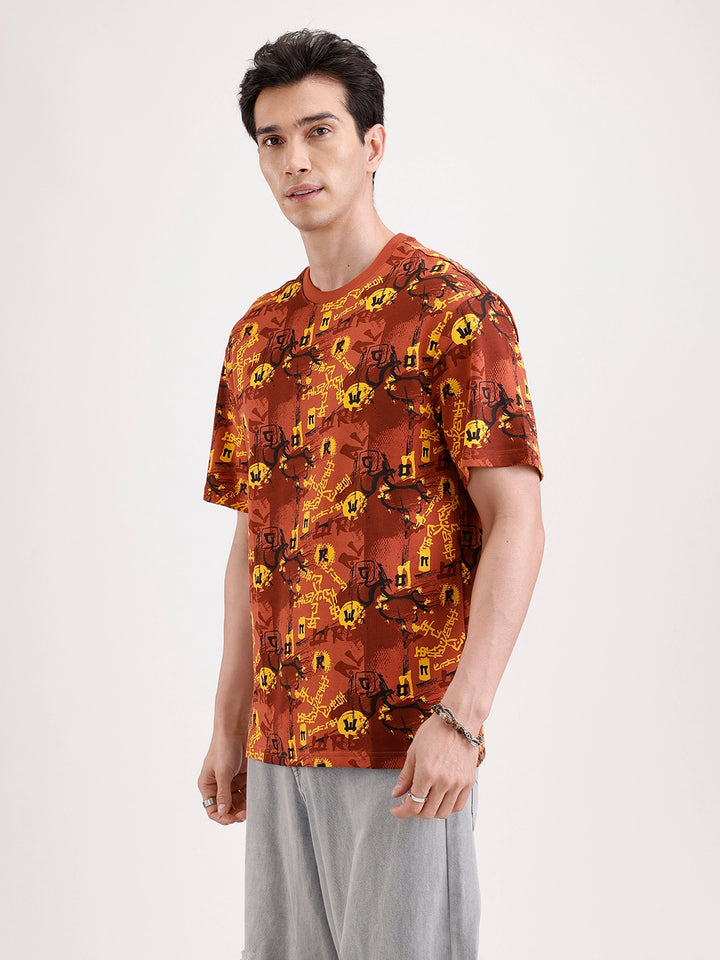Classic Oversized AOP T-Shirt  | Rust