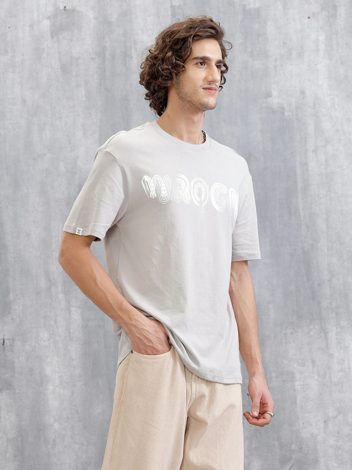 Typography Graphic Printed T-Shirt | Grey