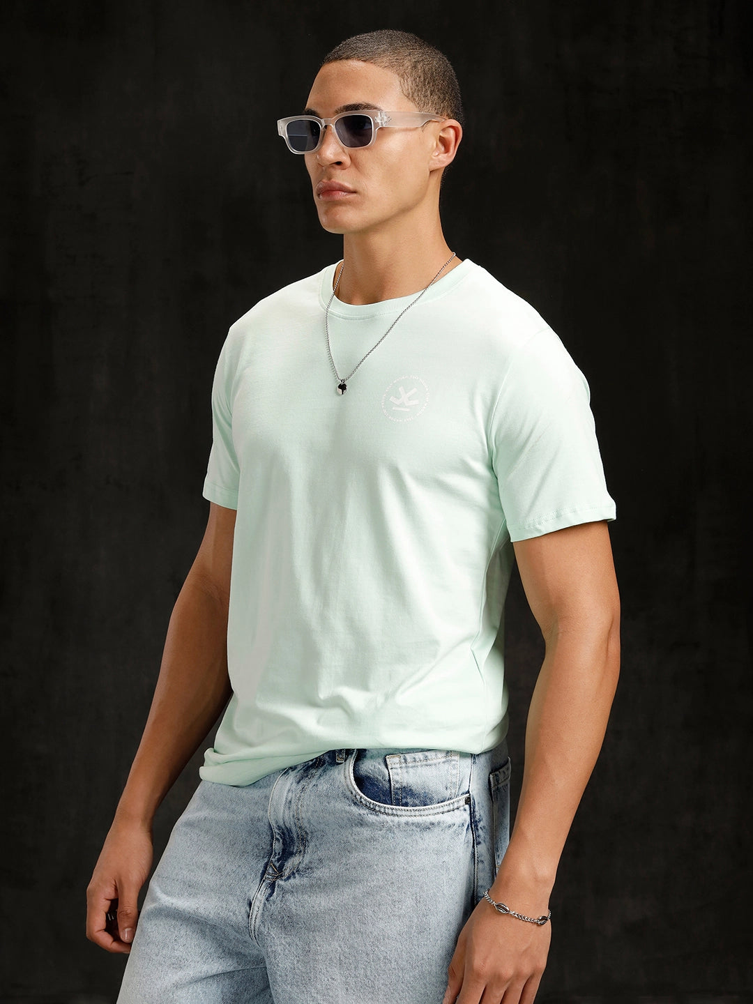 Logo Placement Printed T-Shirt | Light Green