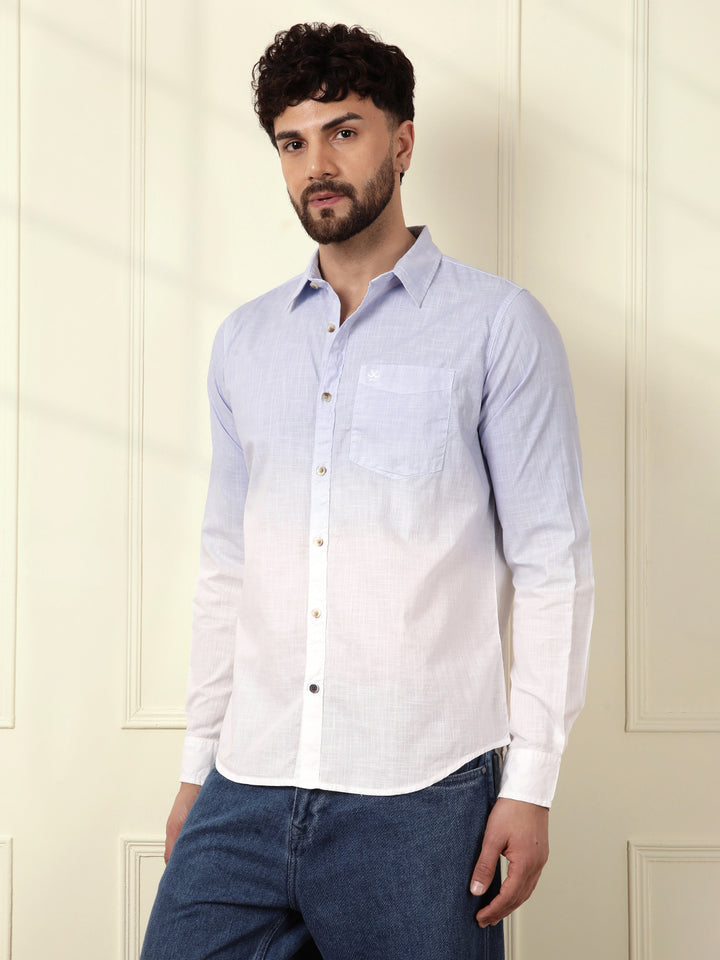 Casual Ombre Washed Shirt | Light Blue
