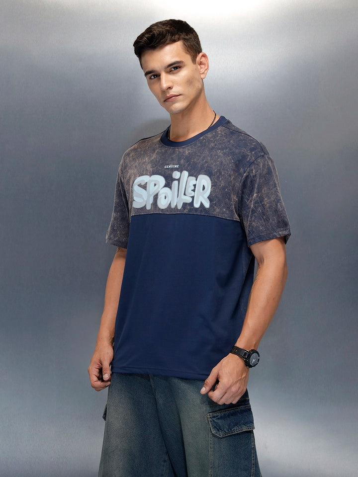 Washed Graphic Printed Oversized Fit T-Shirt | Blue
