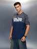 Washed Graphic Printed Oversized Fit T-Shirt | Blue