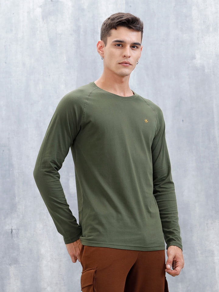 Men's Casual Raglan Sleeve T-Shirt | Olive