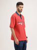Oversized Placement Printed T-Shirt | Red