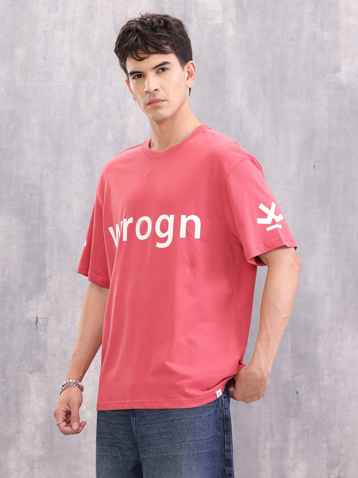 Wrogn Typo Printed Oversized Fit T-shirt | Red
