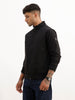 Solid Regular Fit Zipper Jacket | Black