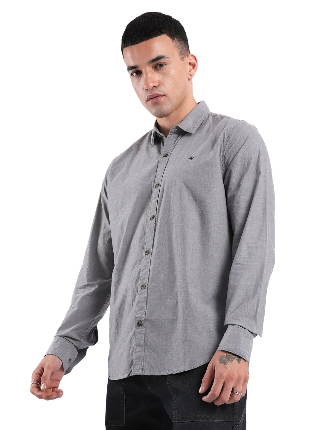 Grey Desire Spread Collar Shirt