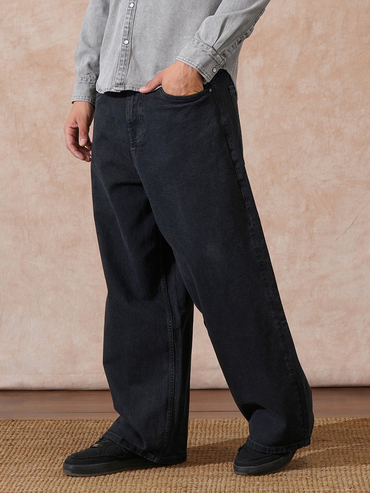 Solid Baggy Fit Jeans | Black