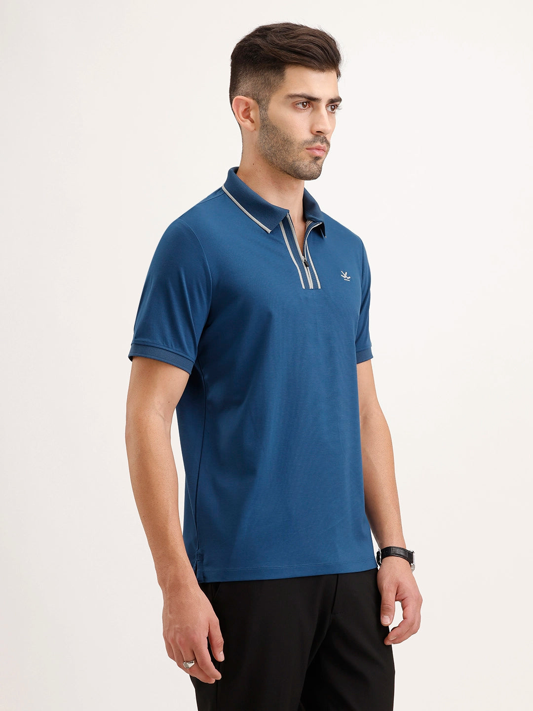 Slim Fit Tipping Collar T-Shirt | Dark Blue