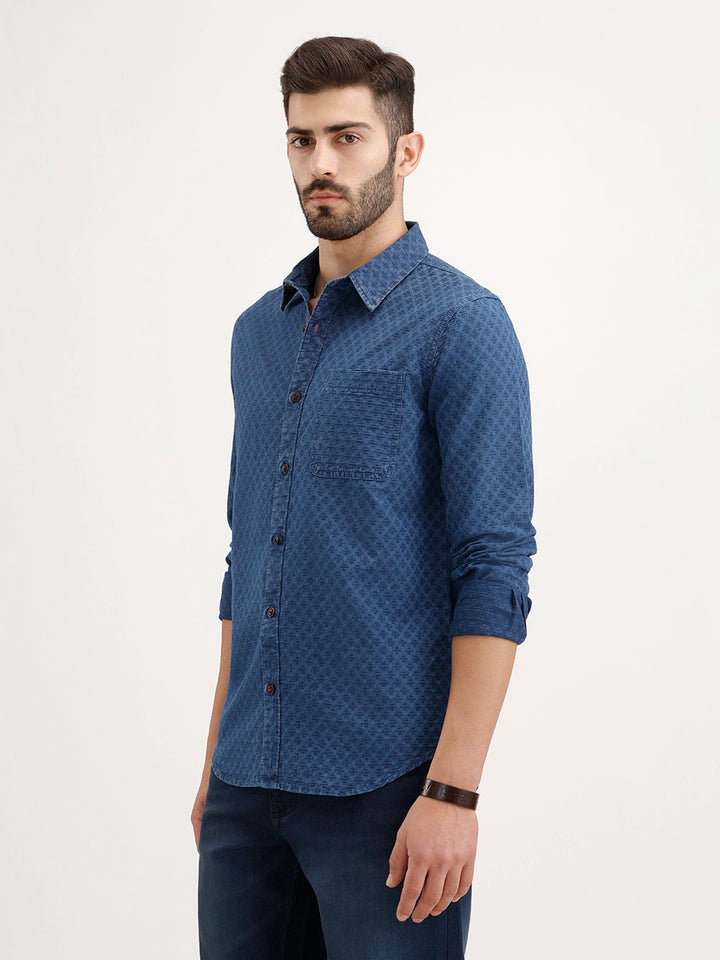 Slim Fit Textured Shirt |Blue
