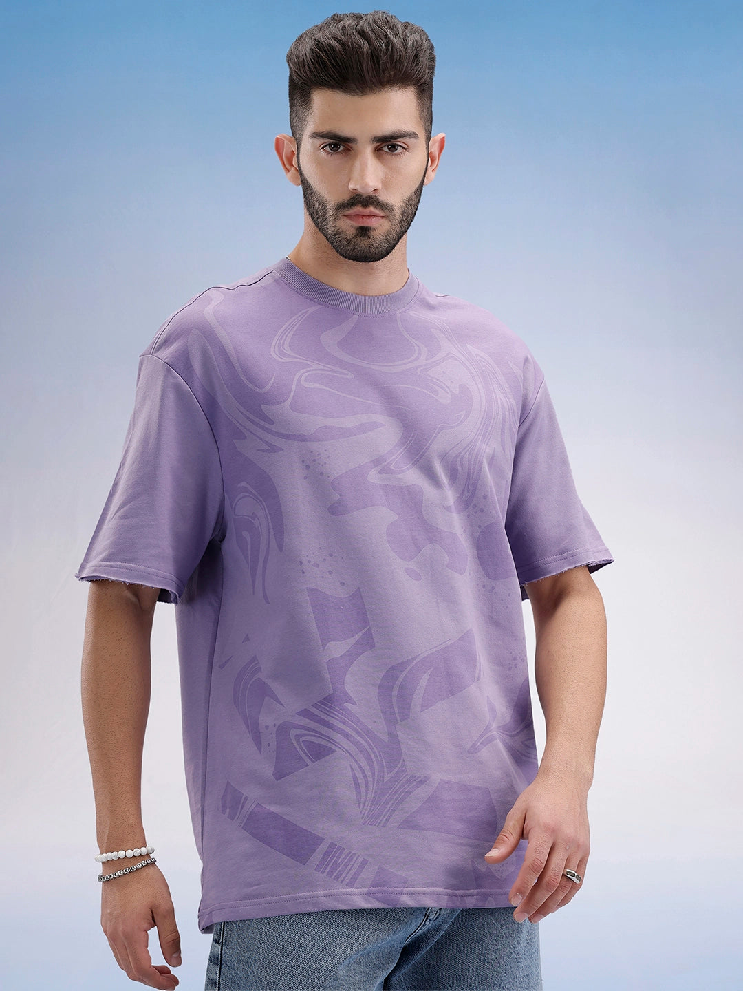 Oversized Front Printed T-Shirt | Purple