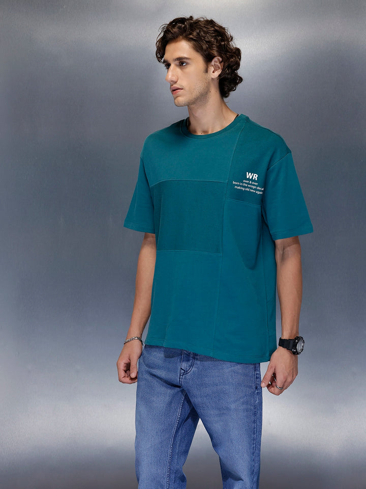 Men’s Dual-Texture Oversize Patch Tee | Green
