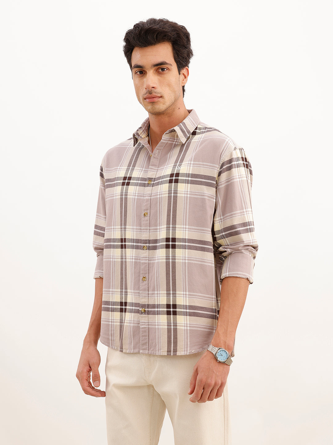 Comfort Fit Checkered Shirt | Yellow