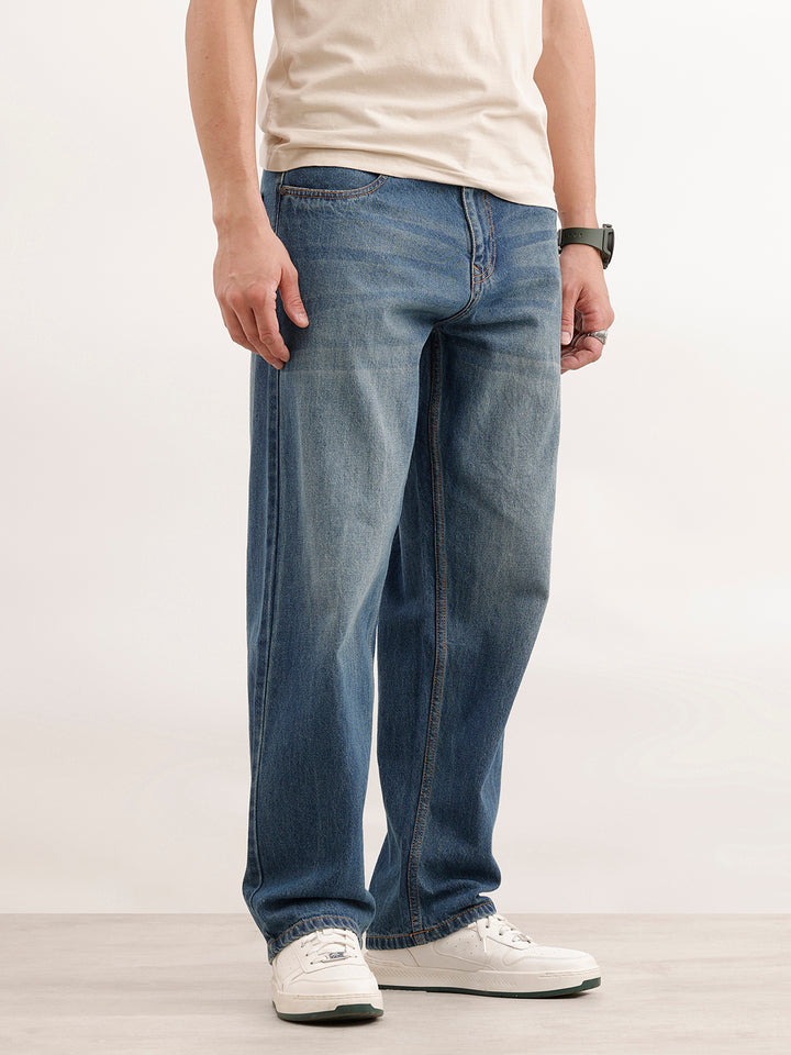Faded Loose Fit Denim Jeans  | Light Blue