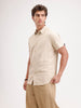 Slim Fit Textured Half Sleeve Shirt  | Cream