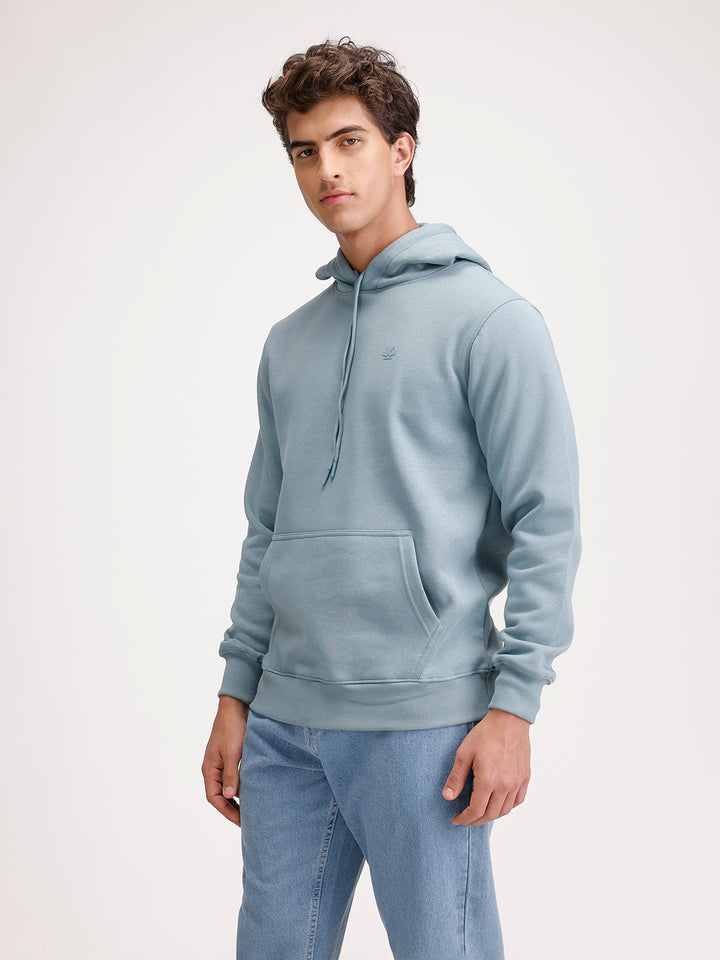 Solid Regular Fit Hoodie  | Light Green