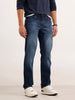 Straight Fit Faded Denim Jeans | Blue
