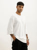 Classic Placement Printed 3/4 T-Shirt | White