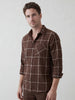 Slim Fit Checkered Shirt | Brown