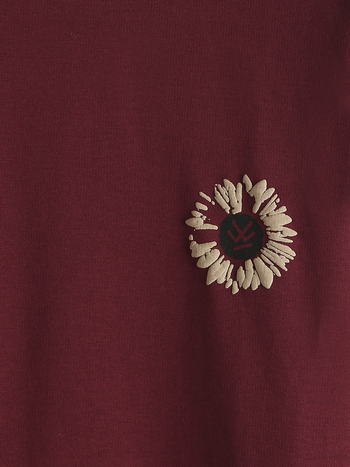 Puff Print Oversized T-Shirt | Maroon
