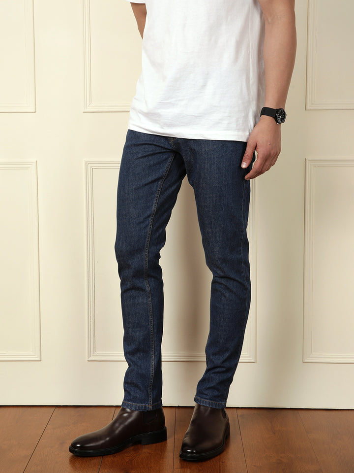 Faded Slim Tapered Jeans | Dark Blue