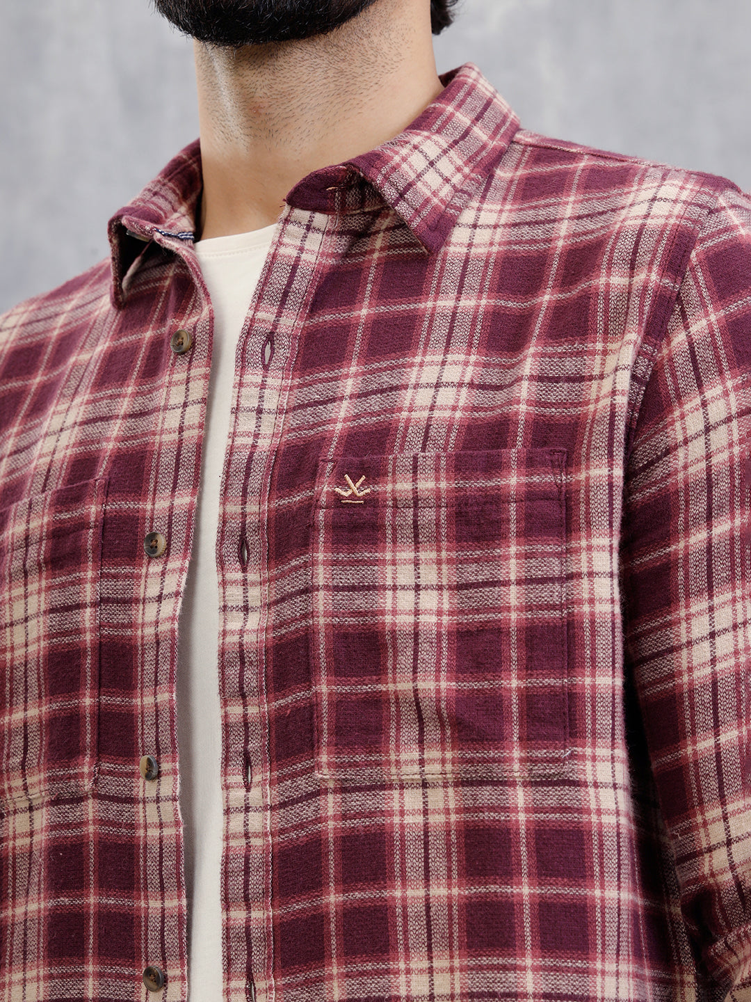 Brushed Flannel Utility Shirt In Slim Fit Red – Wrogn