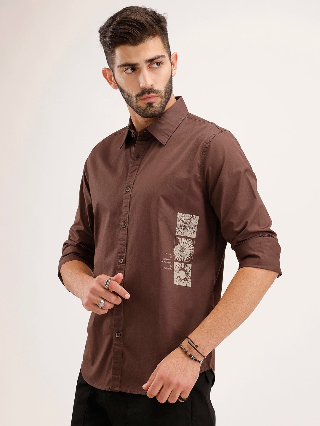 Regular Fit Placement Printed Shirt | Brown