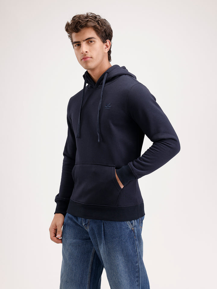 Solid Regular Fit Hoodie  | Navy Blue