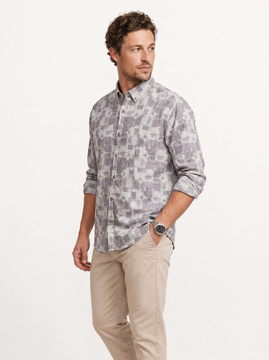 Slim Fit AOP Full Sleeve Shirt | Purple