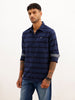 Regular Fit Full Sleeve Striped Shirt | Navy Blue