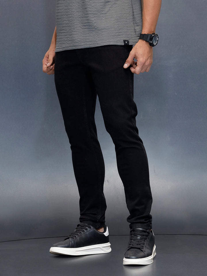 Men's Casual Slim Tapered Fit Jeans | Black