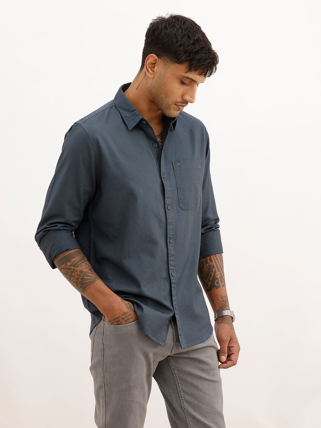 Solid Regular Fit Shirt | Dark Blue