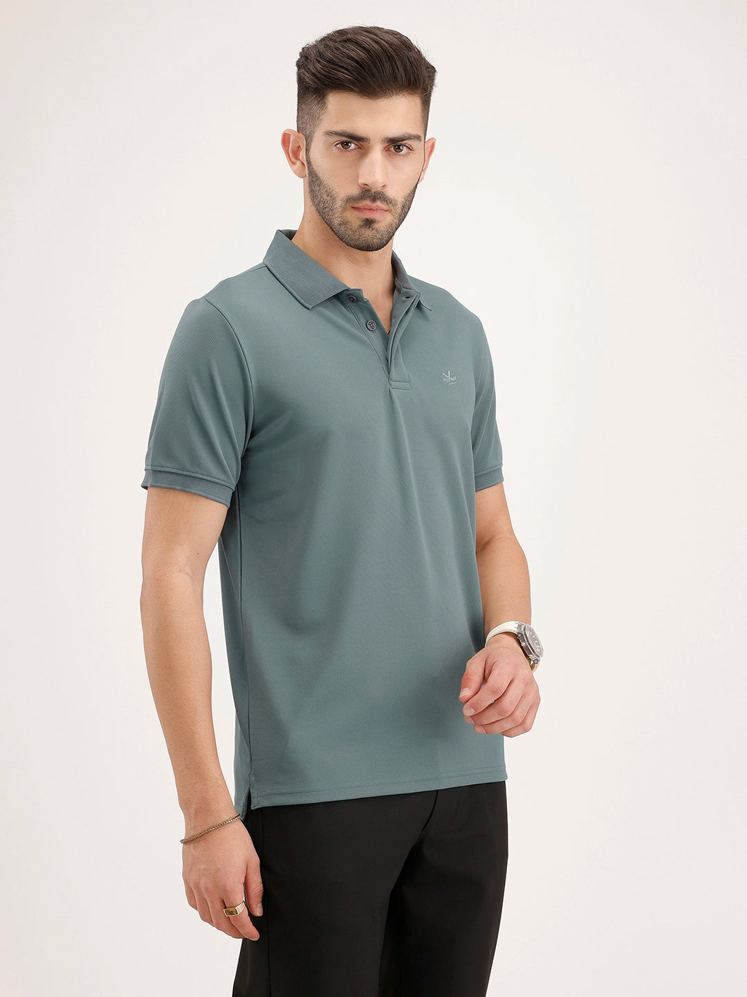 Solid Slim Fit Polo T-Shirt | Grey