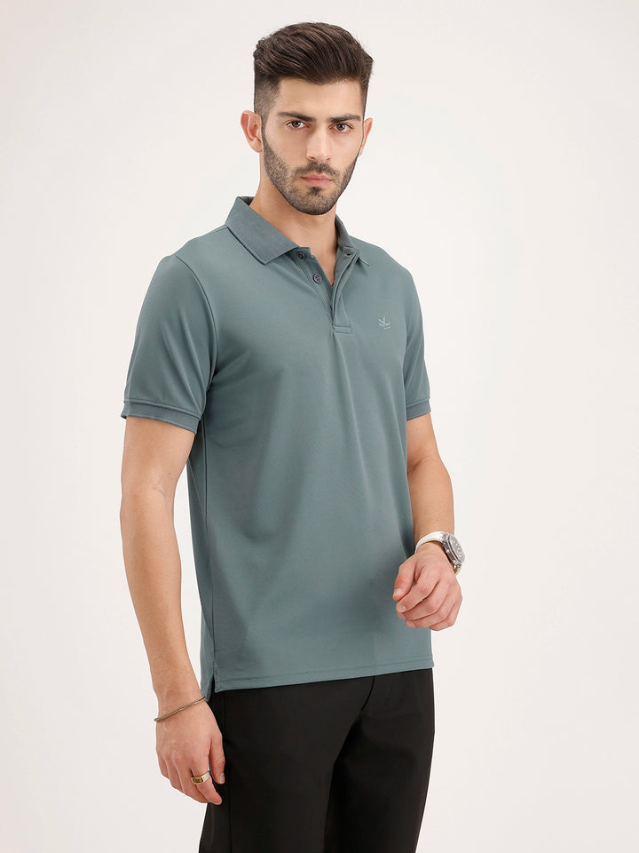 Solid Slim Fit Polo T-Shirt | Grey
