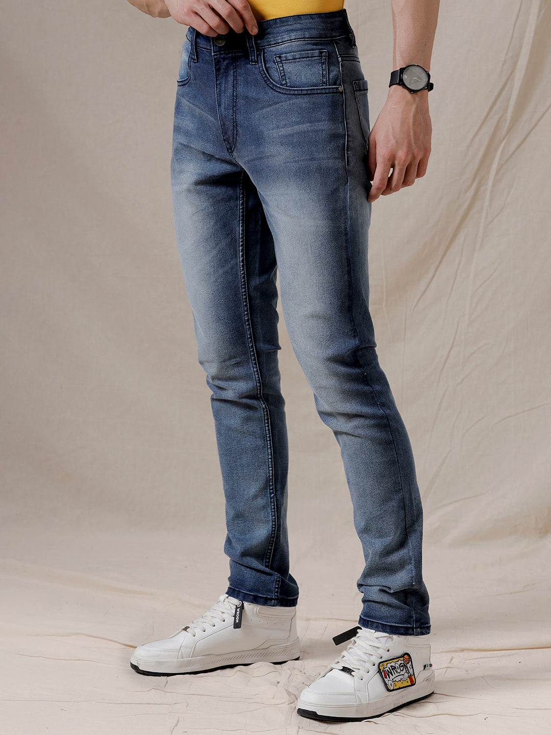 Faded Grey Mid Rise Jeans