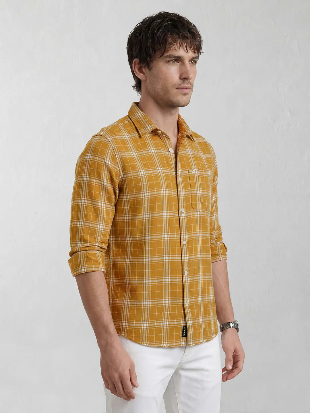 Regular Fit Checkered Shirt | Khaki