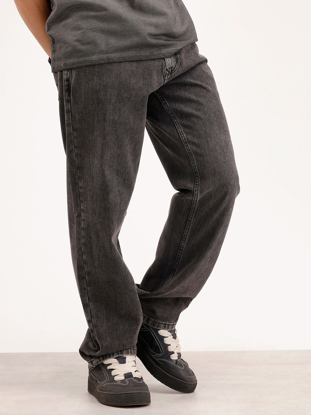 Anti Fit Light Faded Denim Jeans | Dark Grey