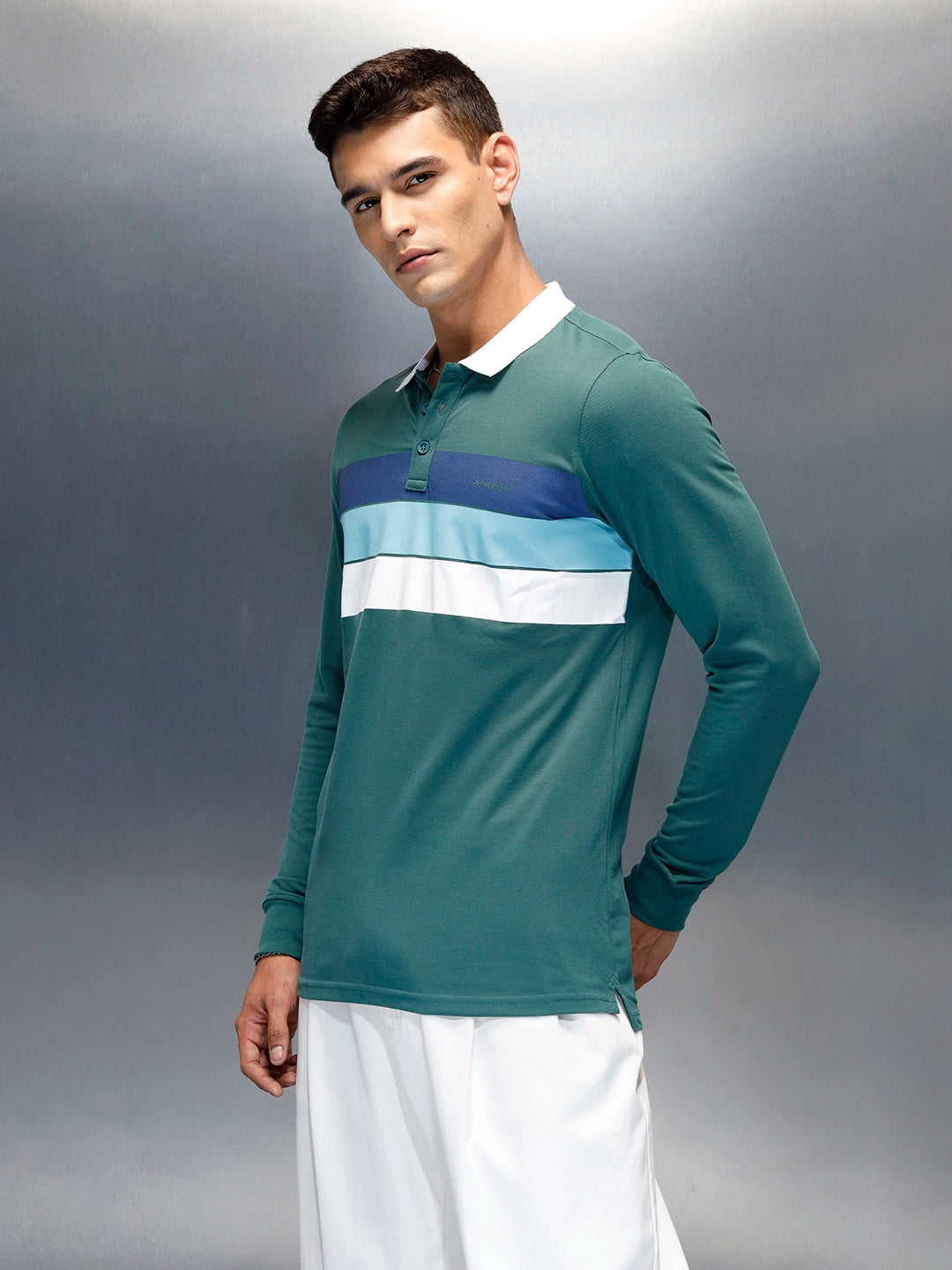 Men's Casual Slim Fit Printed Polo T-Shirt | Green