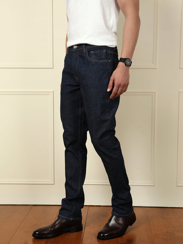Casual Light Fade Straight Fit Jeans | Dark Blue