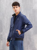 Regular Fit Full Zip High Neck Jacket | Blue