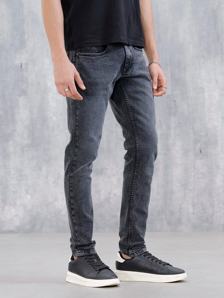 Men's Casual Slim Fit Tapered Jeans | Grey