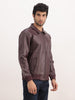Solid Regular Fit Zipper Jacket | Wine
