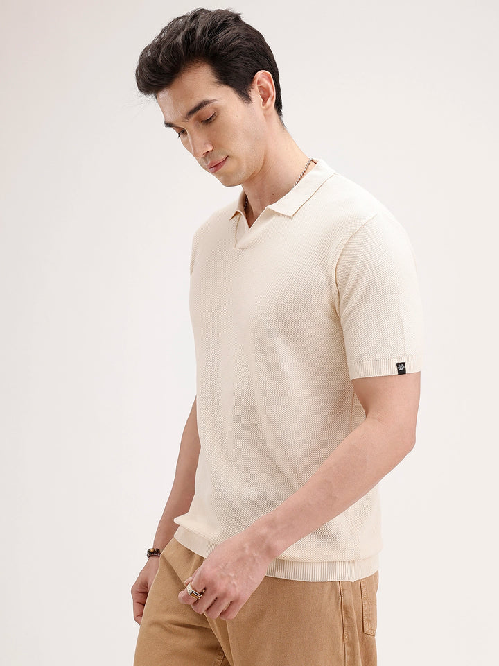 Solid Slim Fit Polo T-Shirt | Beige