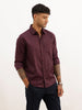 Regular Fit Textured Full Sleeve Shirt | Wine | WWSH9186F