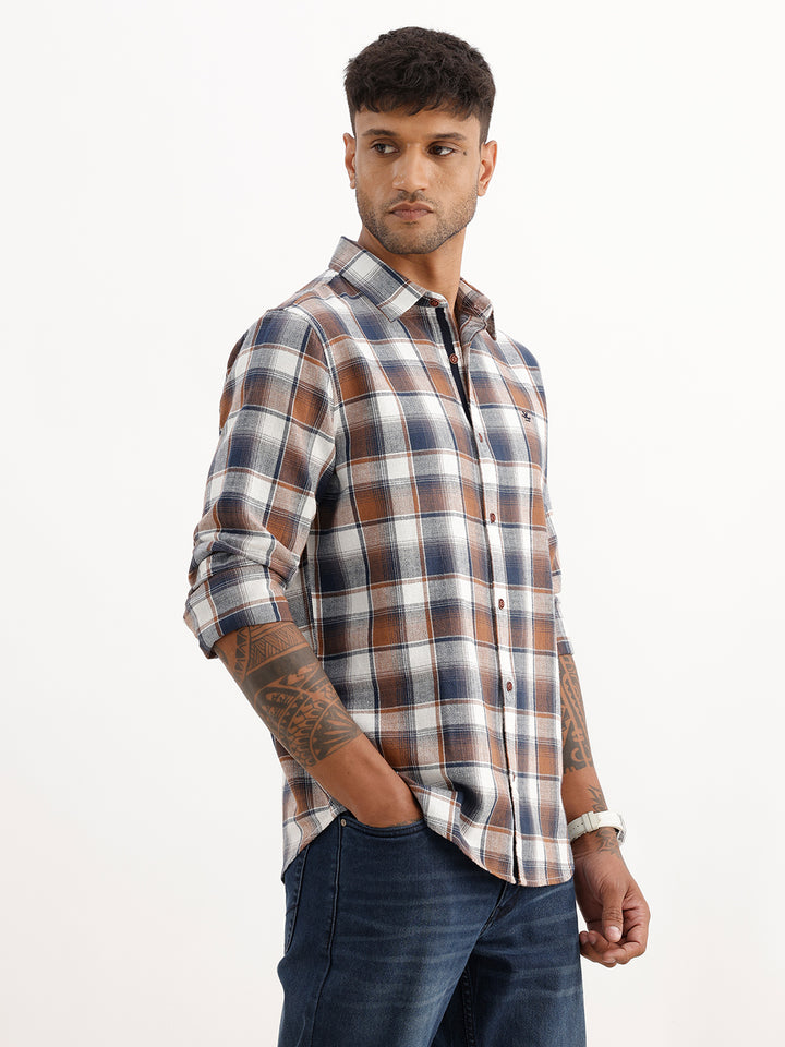 Classic Slim Fit Checkered Shirt | Off-White