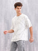 Typo Inspired Tonal Aop Oversized Fit T-shirt | White