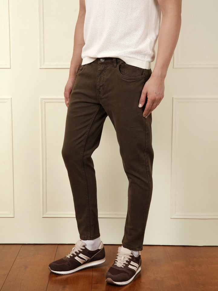 Skinny Crop Coloured Denim Jeans | Brown