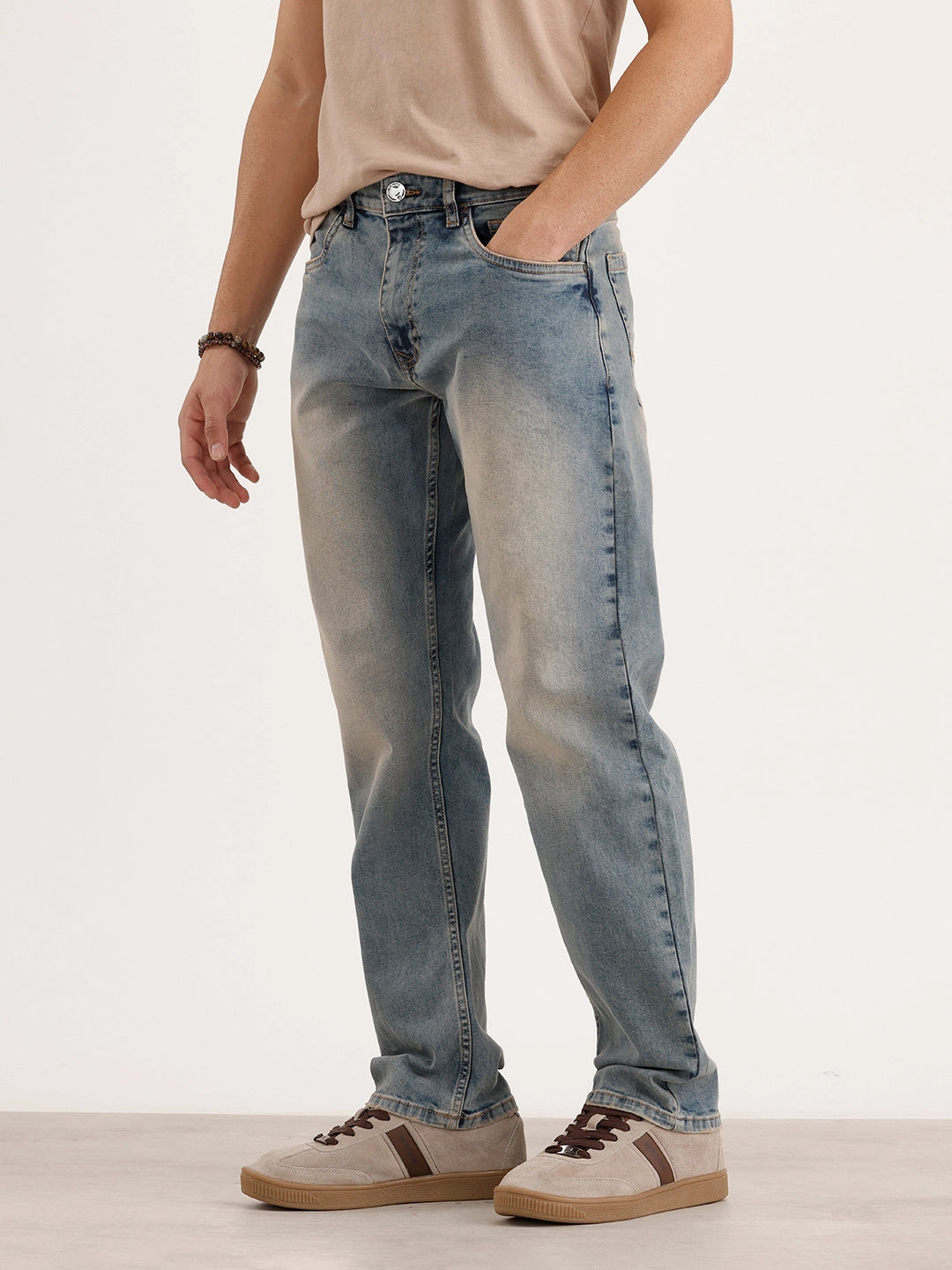 Anti Fit Mud Wash Denim Jeans | Light Blue